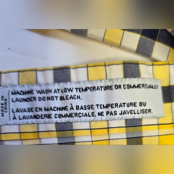 Men's Lorenzo Uomo dress Shirt. Italian made, 15.5 collar, yellow/black check - Picture 7 of 8